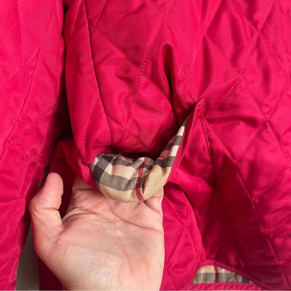 Burberry London Barn Coat Pink Diamond Quilted Nova Check Snap Authenticated M - Picture 12 of 16